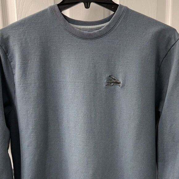 Patagonia Gray Blue Uprisal Crew Flying Fish Trident Logo Sweatshirt Size XL - Picture 2 of 8